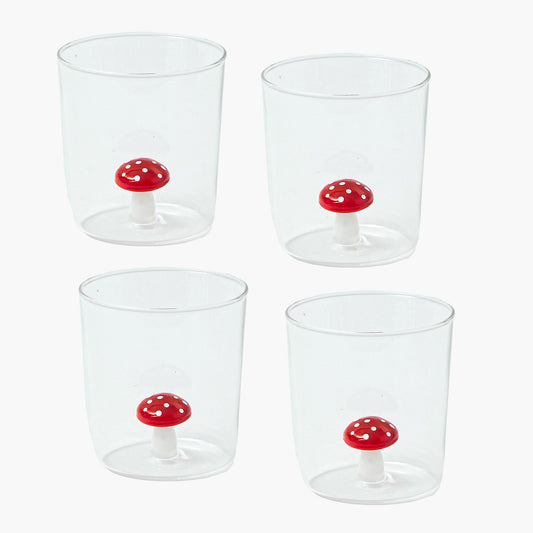 Red Mushroom Glasses (Set of 4)