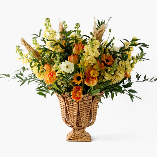 Small Palm Rattan Urn Vase